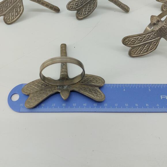 Dragonfly Napkin Rings Pewter? Silver Tone Garden Set of 8 - Picture 4 of 8